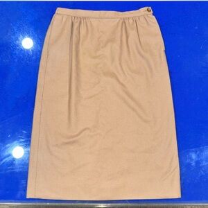 Vintage Pendleton 100% New Virgin Wool Tan Pencil Midi Skirt 10P Camel Old Money